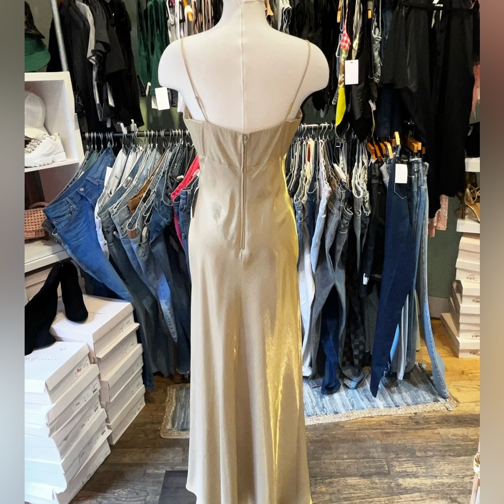 Vintage 90’s liquid gold satin empire waist bias cut gown - Picture 3 of 5